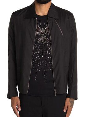NWT VALENTINO Silk Shacket Zip Front Jacket, US 40 (L), Black, Made in Italy